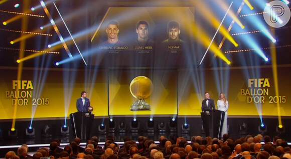 Cristiano Ronaldo, Lionel Messi e Neymar concorreram ao prêmio Bola de Ouro 2015