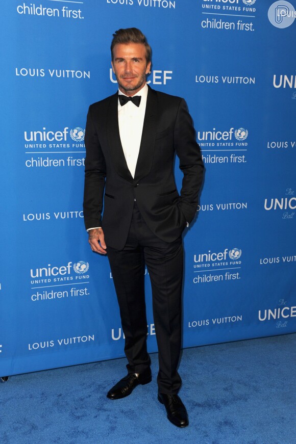 David Beckham esteve na sexta edição do 'Biennial UNICEF Ball', na noite desta terça-feira, 12 de janeiro de 2016, realizado em Los Angeles, nos Estados Unidos