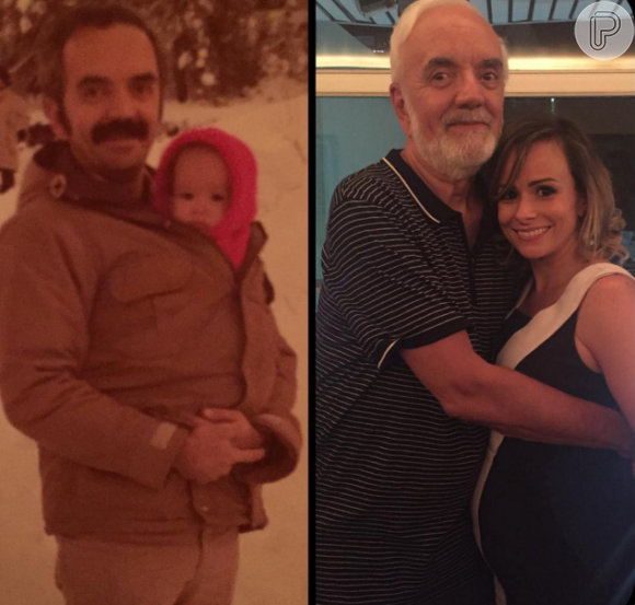 Duda Litte recriou uma imagem antiga com seu pai. A primeira quando ela era bebê e outra em 2015, grávida