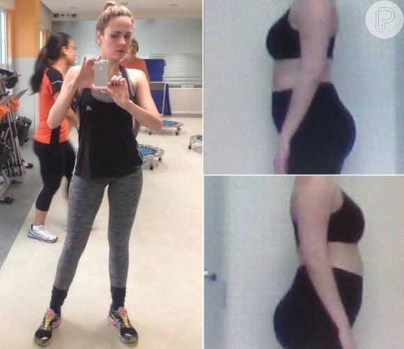 Com muito exercício, Ana Paula eliminou os 18 kg e postou seu progresso em sua conta no Instagram