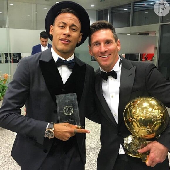 Neymar Júnior concorreu à 'Bola de Ouro', mas perdeu o prêmio de melhor jogador para o seu companheiro de equipe Messi