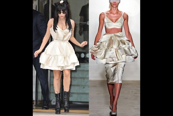 Lady Gaga customizou saia da coleção de Verão 2013 do estilista brasileiro Alexandre Herchcovitch e a transformou em um vestido