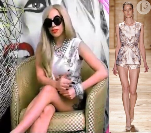 Lady Gaga apostou em um look de Alexandre Herchcovitch, em 2011, para participar de uma entrevista no canal indiano VH1