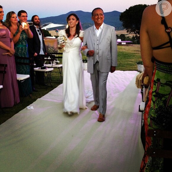 Galvão Bueno se emocionou no casamento da filha Letícia, realizado no dia 03 de setembro de 2013, na Itália