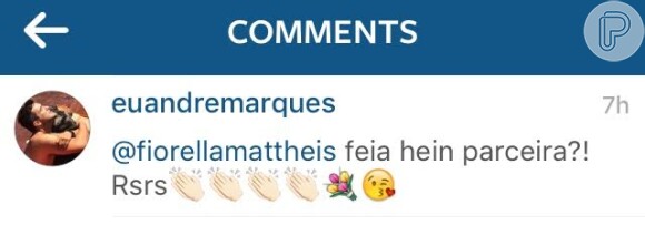 André Marques comentou na foto de Fiorella Mattheis, nesta terça-feira, 2 de fevereiro de 2016