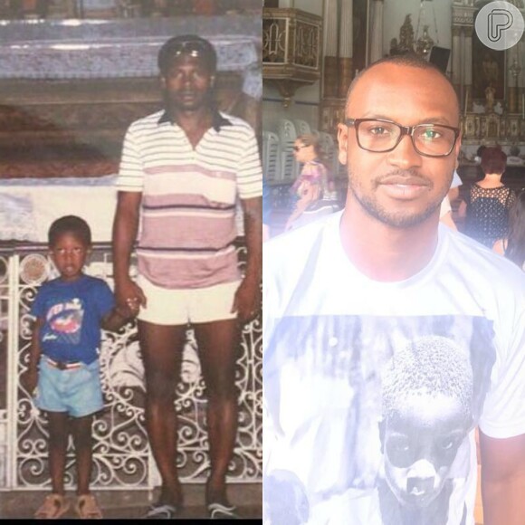 Thiaguinho relembra 1ª visita a igreja na Bahia com foto antiga ao lado dos pais, nesta quarta-feira, 3 de fevereiro de 2016