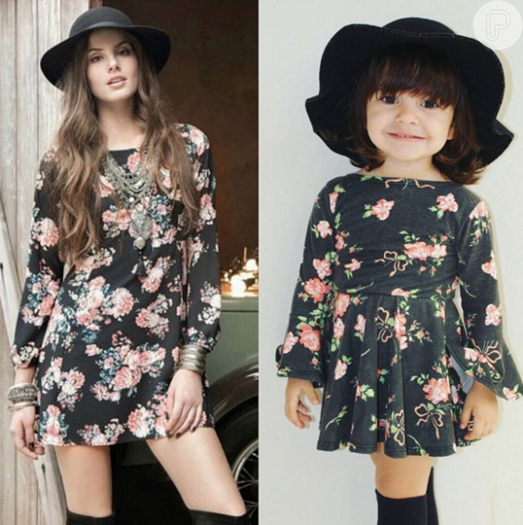 Com vestido florido, chapéu e botas pretas, Alice reproduziu visual de Camila Queiroz