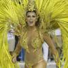 Bianca Leão representou a 'Chama da Vitória' no desfile da União da Ilha, que homenageou as Olimpíadas 2016 com o enredo 'Olímpico por natureza... Todo mundo se encontra no Rio'