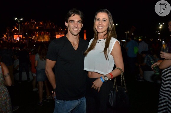 O ex-atleta Giba e a namorada no segundo dia do Rock in Rio
