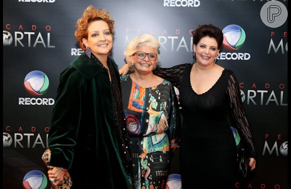 Betty Lago, Jussara Freire e Sônia Lima na festa de lançamento da novela 'Pecado Mortal'