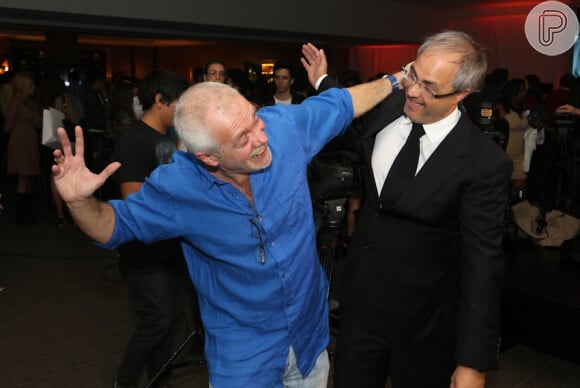 Carlos Lombardi, autor de 'Pecado Mortal', brinca com o diretor Alexandre Avancini