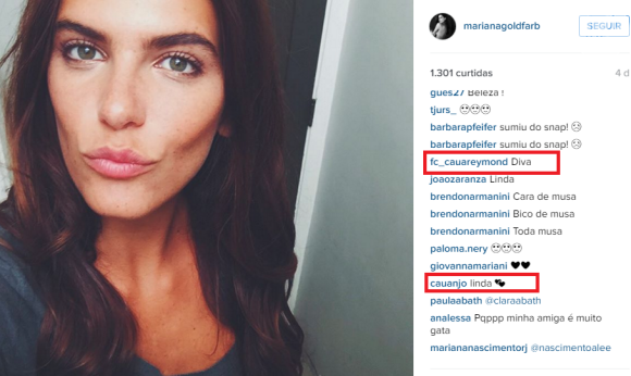 Mariana Goldfarb ganhou elogios dos fãs de Cauã Reymond em seu Instagram
