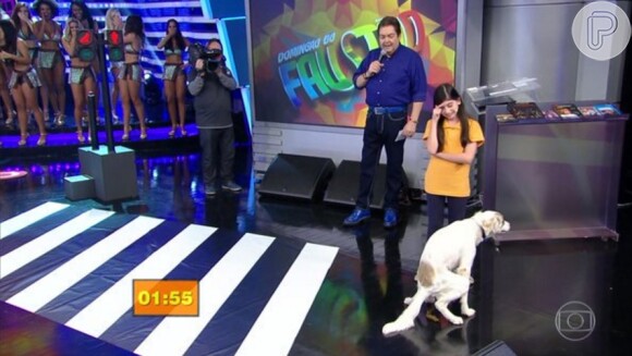 Cachorro faz cocô ao vivo no 'Domingão do Faustão', em 27 de março de 2016