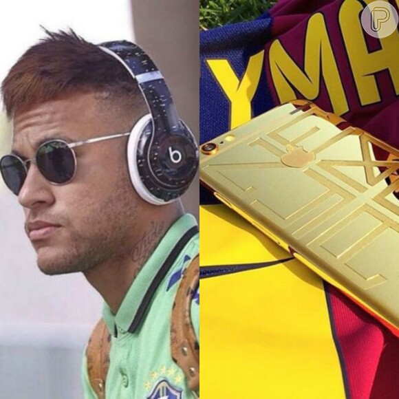 Neymar ostentou ao postar foto de celular com capa banhada a ouro personalizada em seu Instagram nesta quinta-feira, dia 31 de março de 2016