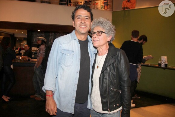 Marcos Palmeira ao lado de Tânia Lamarca, diretora do filme 'Ensaio', durante lançamento do longa no Festival de Cinema do Rio, nesta quarta-feira (2)