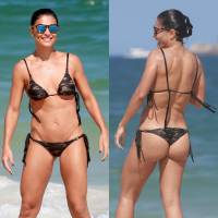 Juliana Paes exibe barriga seca de biquíni em dia de praia com a família