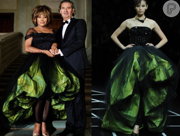Val Marchiori escolheu o vestido do casamento da cantora Tina Turner, da coleção de 2012 da grife Giorgio Armani, para selar a união com o empresário Evaldo Ulinski