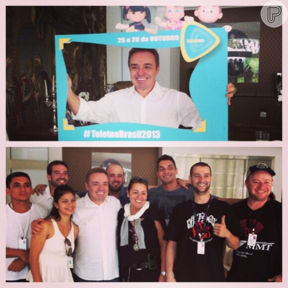 Gugu Liberato compartilhou em seu Instagram fotos dos bastidores da gravação de sua participação para o 'Teleton' 2013