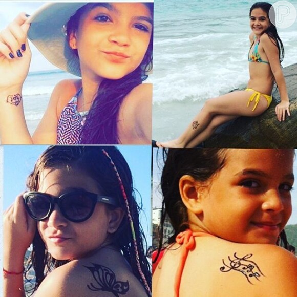 Mel Meia exibe tatuagens pelo corpo aos 12 anos e esclarece aos fãs que desenhos são de henna em foto nesta quarta-feira, dia 31 de agosto de 2016
