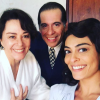 Juliana Paes posa com Leandro Hassum e Nívea Maria nos bastidores das gravações de 'Dona Flor e Seus Dois Maridos'
