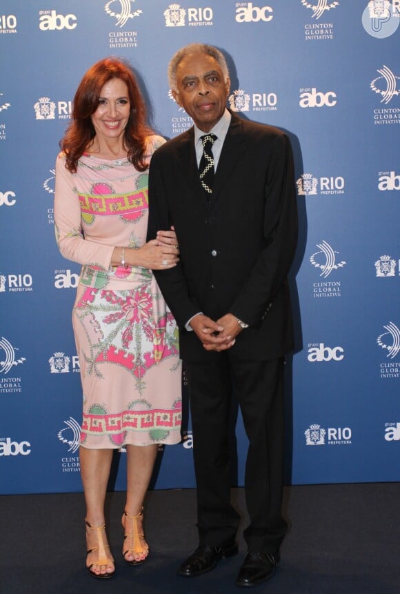 Gilberto Gil e sua mulher, Flora, no jantar de boas-vindas a Bill Clinton