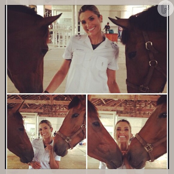 Flávia Alessandra mostra sua habilidade com os cavalos que cuida como a veterinária Érica em 'Salve Jorge', em 4 de janeiro de 2013