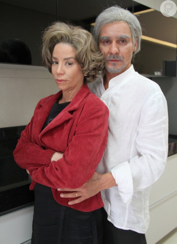 André Gonçalves e a mulher, Danielle Winits, aparecem caracterizados com 65 anos no clipe 'Desaparecidos'