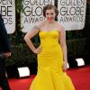 Lena Dunham usou um vestido da grife Zac Posen no Globo de Ouro 2014