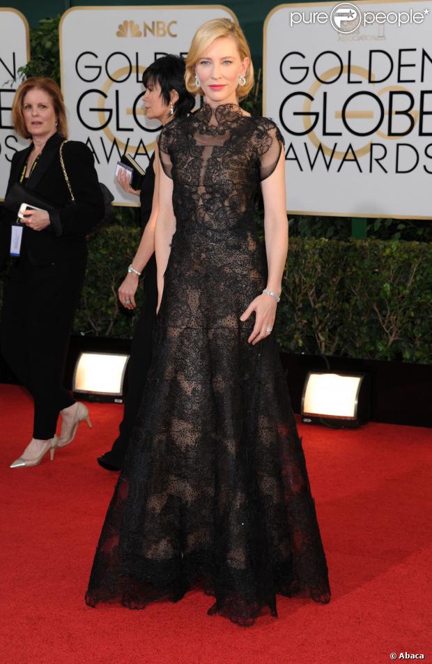 Cate Blanchett usou um vestido da grife Armani no Globo de Ouro 2014