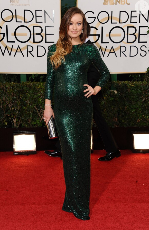 Olivia Wilde usou um vestido da grife Gucci no Globo de Ouro 2014