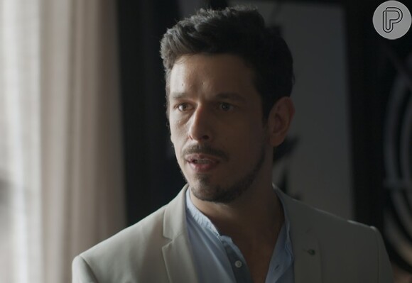 Lázaro (João Vicente de Castro) se nega a perdoar a dívida e afirma para Diana (Alinne Moraes) que Gui (Vladimir Brichta) acabou, na novela 'Rock Story'