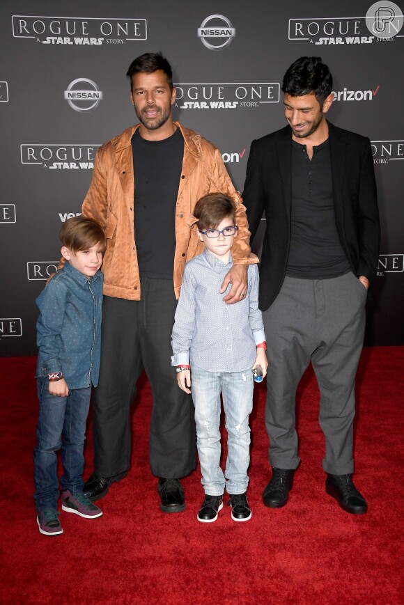 Ricky Martin levou os filhos e o namorado a première nos Estados Unidos