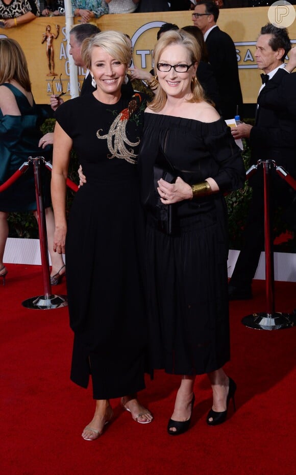 Emma Thompson e Meryl Streep na 20ª edição do SAG Awards, Screen Actors Guild Awards, no sábado 18 de janeiro de 2014, no The Shrine Auditorium, em Los Angeles, Califórnia