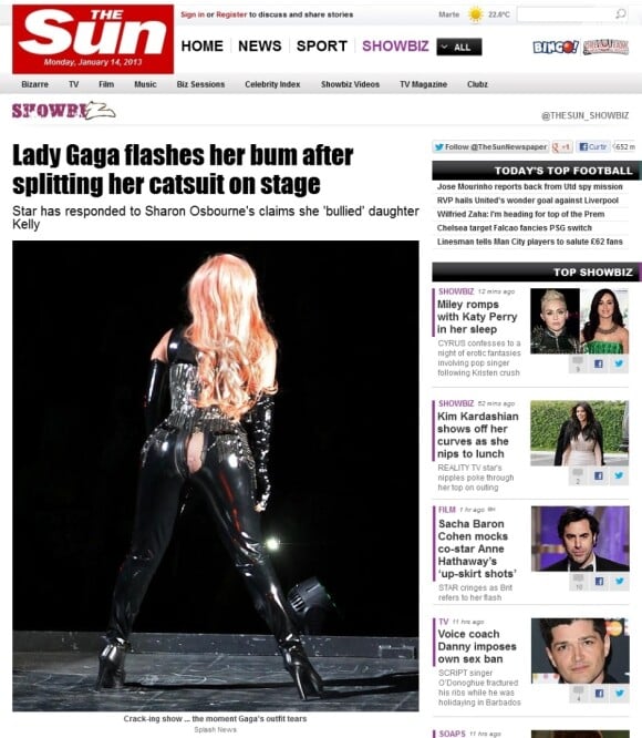 Veja reprodução da calça de Lady Gaga rasgada durante show no Canadá