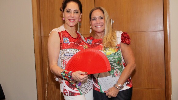 Christiane Torloni e Susana Vieira curtem feijoada da escola de samba Grande Rio