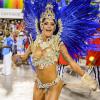 Aline Riscado, dançarina do 'Domingão do Faustão', evolui na Marquês de Sapucaí na segunda noite de desfiles, neste sábado, 1 de março de 2014