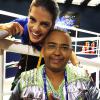 Mariana Gross posa com Dudu Nobre durante a cobertura do Carnaval carioca