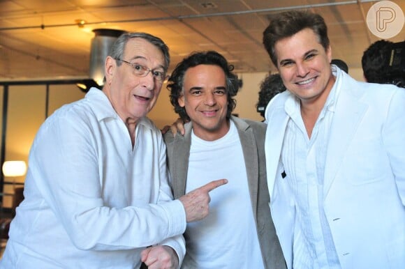 Paulo Goulart com Angelo Antonio e Edson Celulari durante a campanha de final de ano da TV Globo em 2011