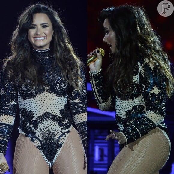 Demi Lovato usou body cavado em festival de música e esbanjou boa forma no sábado, 1 de julho de 2017
