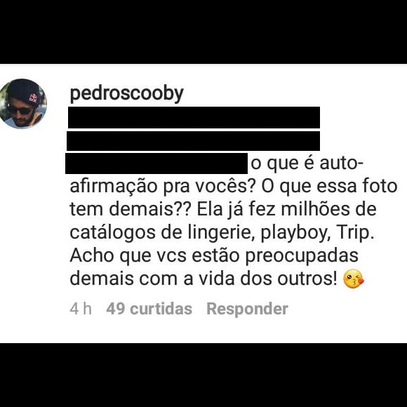 Pedro Scooby rebateu as críticas por postar uma foto de Luana Piovani nua no Instagram