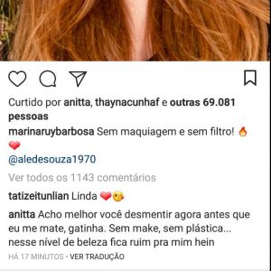 Anitta brinca com Marina Ruy Barbosa sem make: 'Nesse nível fica ruim para mim'