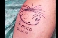 Felipe Andreoli fez tatuagem para o filho, Rocco, de 6 meses, e foi filmado pela mulher, Rafa Brites: 'Fofo demais'