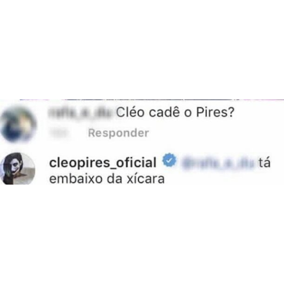 Cleo Pires responde fã ao ser questionada sobre sobrenome