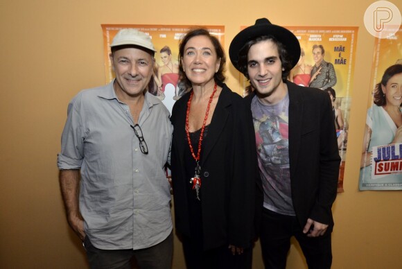 Fiuk, Sophia Abrahão e Beto Silva participam da pré-estreia de 'Julio Sumiu', no Rio de Janeiro (15 de abril de 2015)