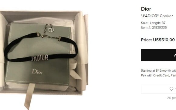 Chocker da grife Dior usada por Bruna Marquezine
