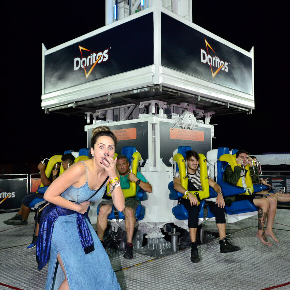 Ana Paula Renault participou de um desafio da Doritos no Rock in Rio e despencou de uma altura de 40 m em um brinquedo