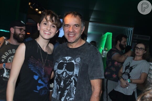 Carol Duarte encontra Humberto Martins em camarote do Rock in Rio