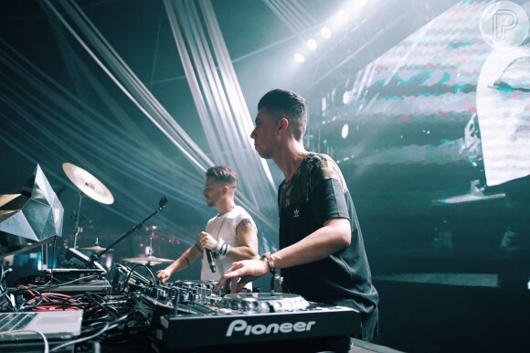 Junior Lima apresentou seu projeto autoral de música eletrônica, o Manimal, em parceria com o DJ Julio Torres no palco Eletrônica do Rock in Rio na sexta-feira, 22 de setembro de 2017