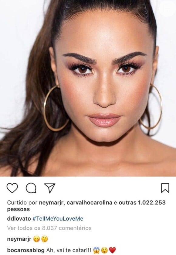Neymar curte e comenta foto de Demi Lovato e agita fãs