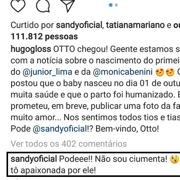 Sandy brinca sobre fãs serem 'tios' de Otto, filho de Junior